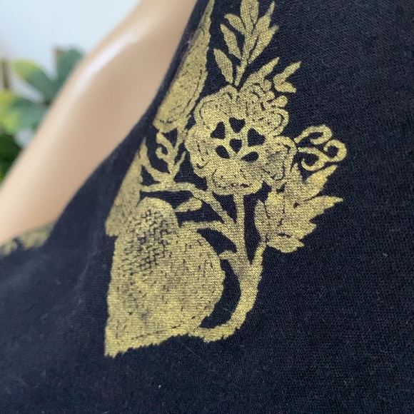 Vintage 90s black gold mother of pearl button cami tank top S - Picture 5 of 11